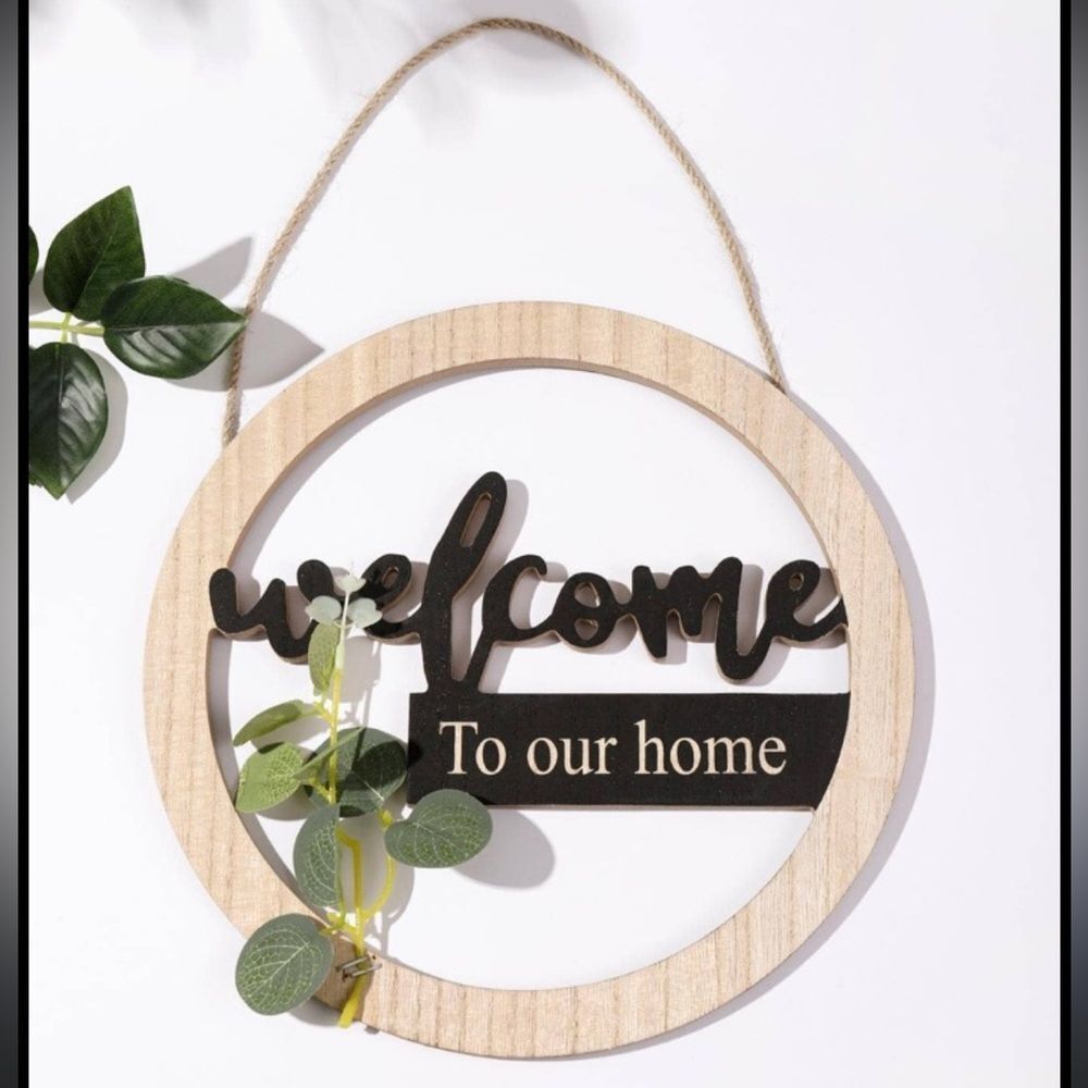 Welcome To Our Home Wooden Hanging Door Sign